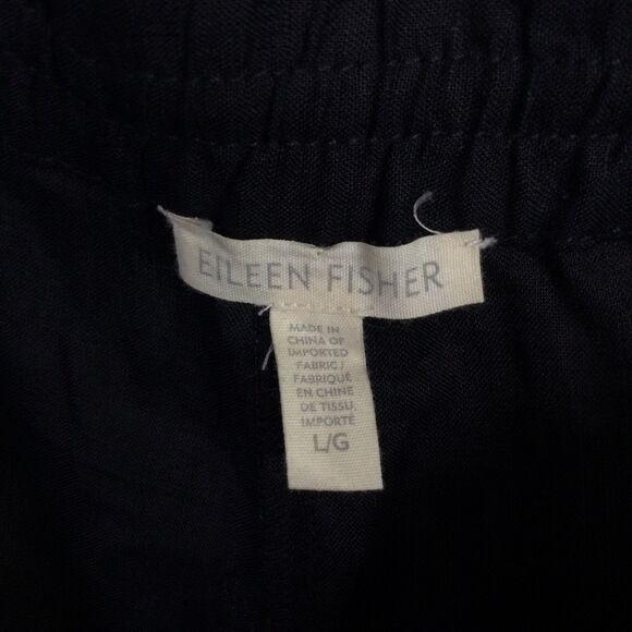 Eileen Fisher Womens Linen Cropped Pant Drawstring Waist Linen Black Size Large - Picture 15 of 16